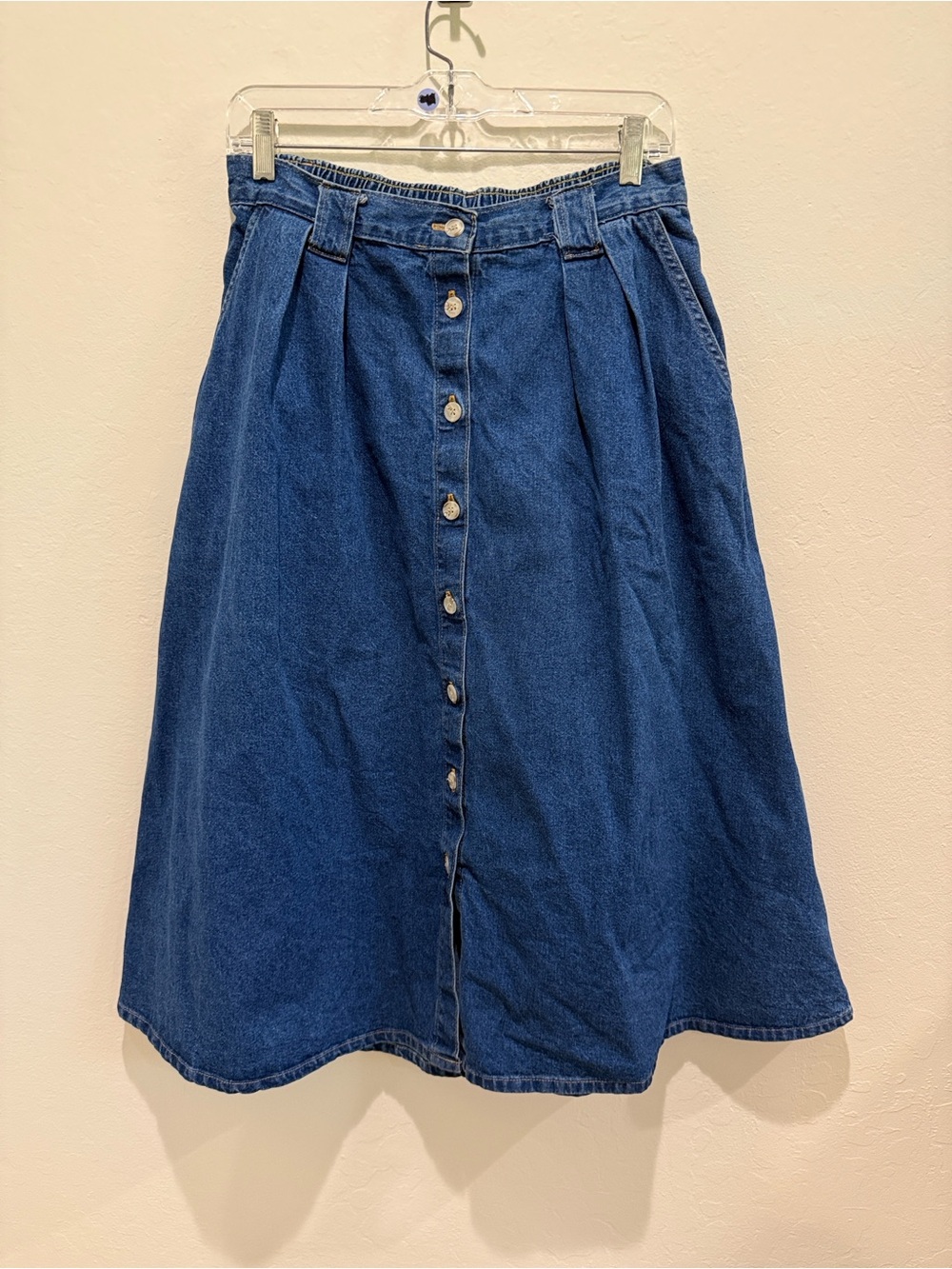 Vintage 80s Backroad Blues Button-Front pleated Denim Skirt
